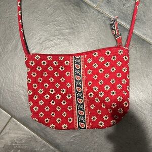 Vera Bradley Americana.Retired 2003. small crossbody bag. Red.navy. Flowers.